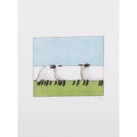 Linogravure Les Moutons, F.X. Lalanne