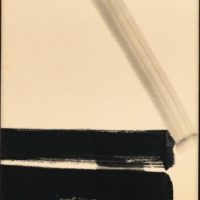 Encre sur papier marouflé sur toile 75,8 x 56,7 cm, 1977, Pierre Soulages