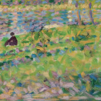 Paysage, homme assis 1884-85 Georges Seurat