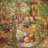 Femmes autour de l'étang de lotus de ADRIEN-JEAN LE MAYEUR DE MERPRÈS 1950-51