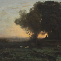 Peinture "Le berger sous les arbres (soleil couchant)", 1853