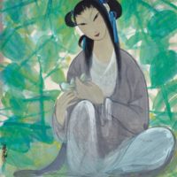 Lin Fengmian Lady Holding a Lily