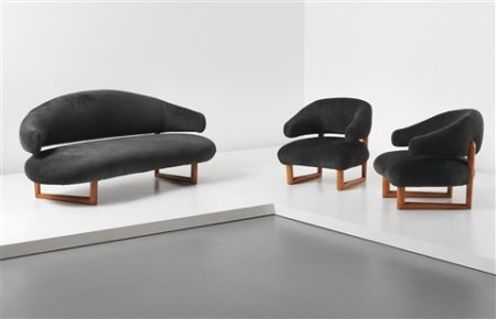 Canapé et paire de fauteuils Sculpture, Jean Royère