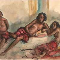 Adrien-Jean Le Mayeur de Merprès Three balinese women