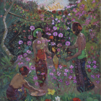 Adrien-Jean Le Mayeur de Merprès Three women in the Garden