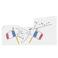 La colombe avec deux drapeaux tricolores, Pablo Picasso