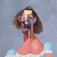 George Condo Young Girl with Blue Dress