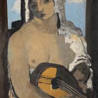 Jean Souverbie Jeune femme à la mandoline