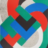 Lithographie Composition bleu vert et rouge, Sonia Delaunay