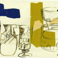 Composition avec grand verre à côtés, verres, carafe et tasse, Le Corbusier